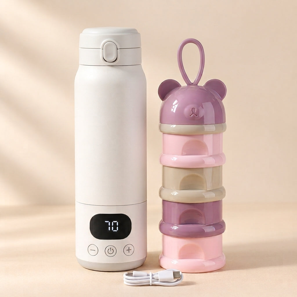 Chauffe-biberon nomade Tiedou + doseur empilable